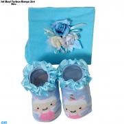 Set Bayi Turban bunga 2in1 biru