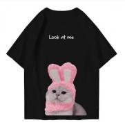 Hi VABA Oversized Look At Me Cat Tshirt Hitam Hi VABA Oversized Look At Me Cat Tshirt Hitam