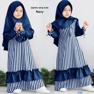 Gamis strip kids navy