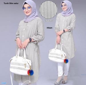 Tunik slim salur biru