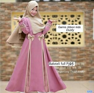 Gamis ribbon kids maroon