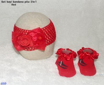 Set bayi bandana pita 2in1 pink