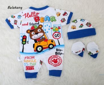 Set bear white 3in1 biru