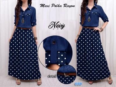 Maxi Polka rayon navy