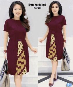 Dress kombi batik navy
