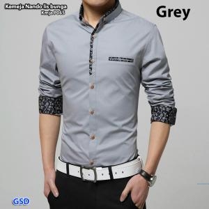 Kemeja nando grey lis bunga -kmj P065