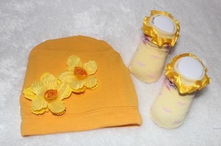 Set bayi turban bunga 01 kuning