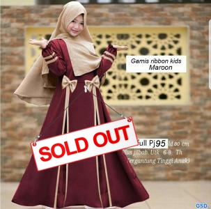 Gamis ribbon kids maroon