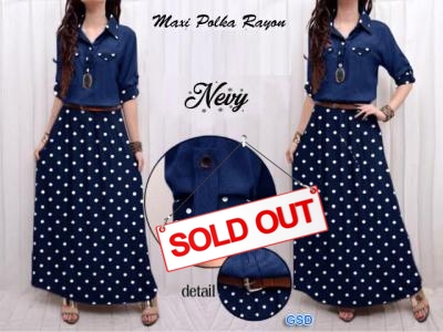 Maxi Polka rayon navy
