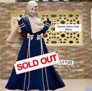 Gamis ribbon kids navy