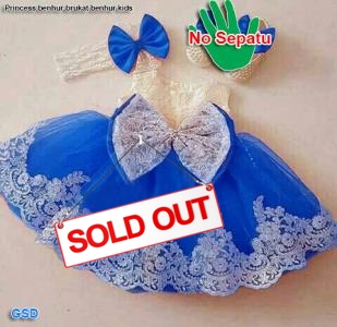 Dress princess kids biru