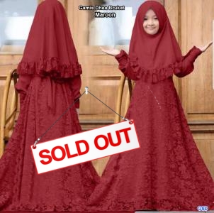 Gamis Dhea brukat maroon
