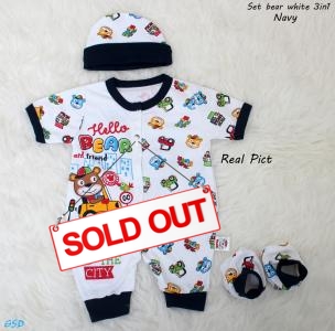 Set bear white 3in1 navy