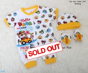 Set bear white 3in1 kuning