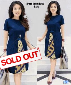 Dress kombi batik navy